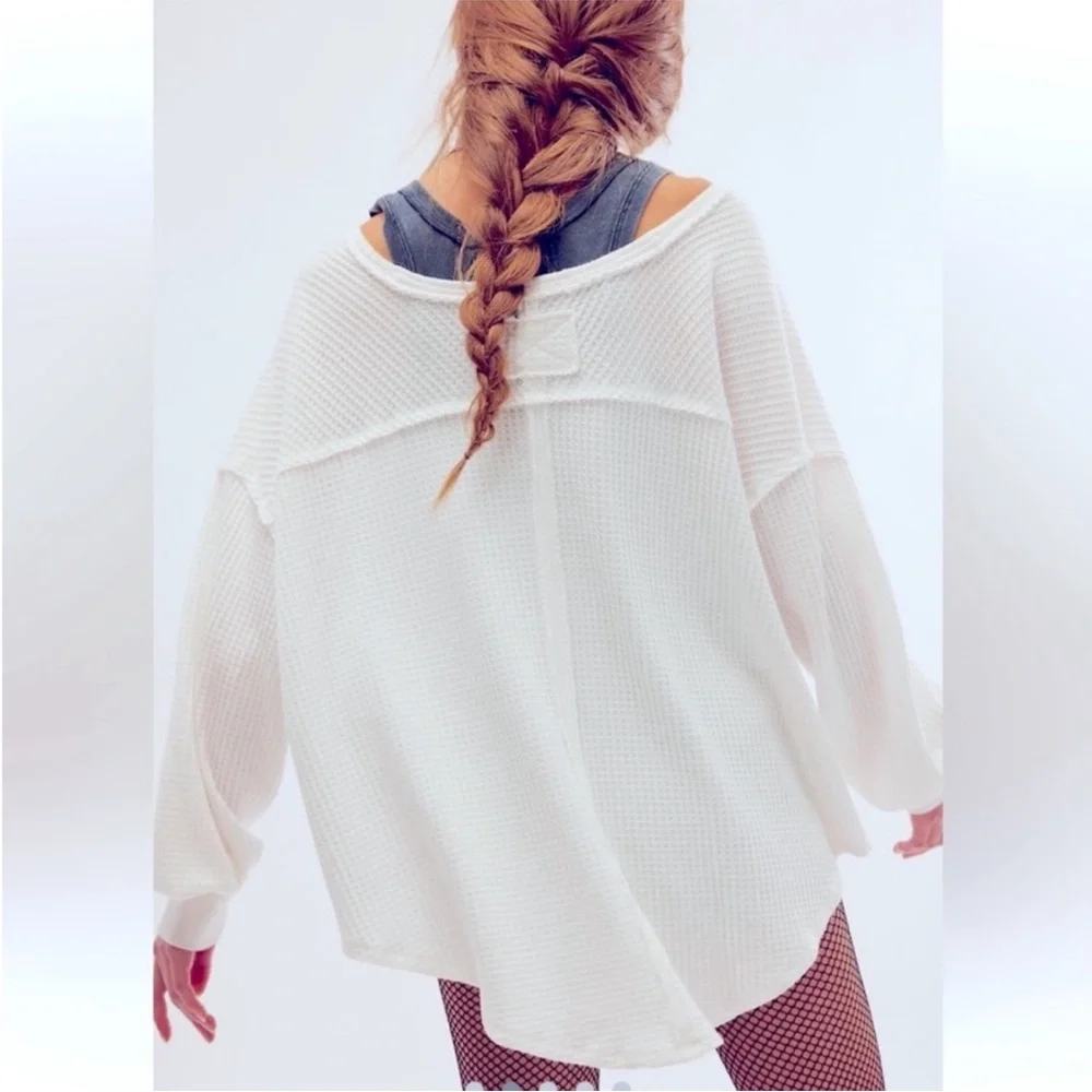 Free People Deep Notch Neck Thermal Tee - Picture 2 of 3